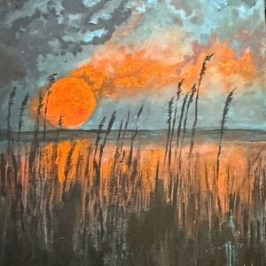 Vibrant Marshland Sunset Canvas Art